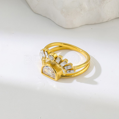 304 Stainless Steel Pave Cubic Zirconia Finger Rings WGB1C77-01-1
