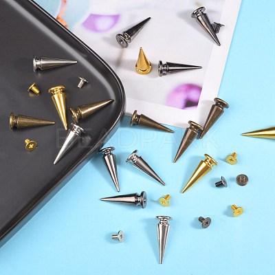 40Ssets 4 Colors Alloy Spikes Screwback Studs PALLOY-SZ0001-24-1