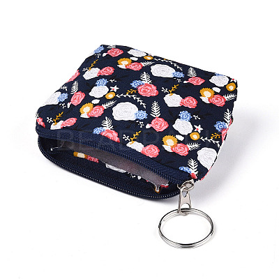 Flower Pattern Cotton Cloth Wallets AJEW-N003-11-1