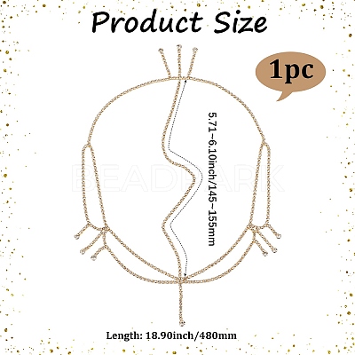 Brass Rhinestone Bridal Headbands for Women OHAR-WH20014-003G-1