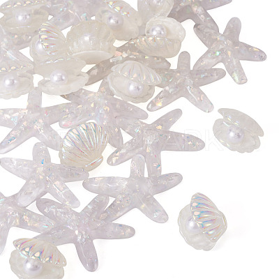 26Pcs 2 Styles UV Plating Ocaen Theme Transparent Resin Cabochons CRES-TA0001-54-1
