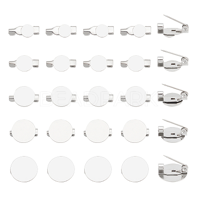 50Pcs 5 Style 316 Surgical Stainless Steel Brooch Base Settings STAS-UN0053-58-1