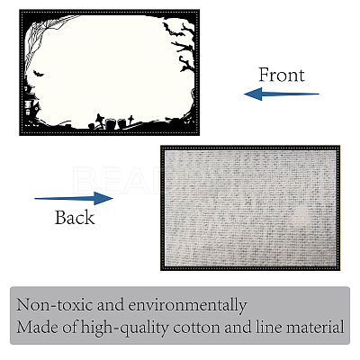 Rectangle with Halloween Themed Pattern Cotton Linen Cloth Table Mat AJEW-WH0196-008-1