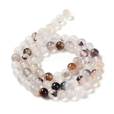 Natural Dendritic Agate Beads Strands G-D845-04-6mm-1