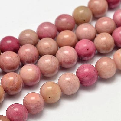 Round Natural Rhodonite Beads Strands G-K092-8mm-1