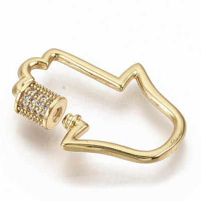 Brass Micro Pave Clear Cubic Zirconia Screw Carabiner Lock Charms ZIRC-S066-004-1