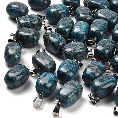 Natural Blue Agate(Dyed & Heated) Pendants G-Z067-03P-07-1