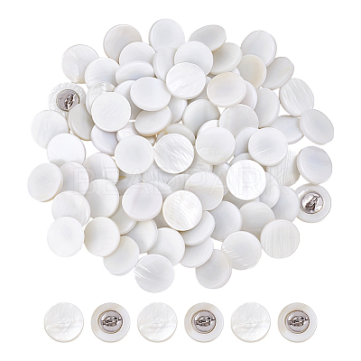 60Pcs 1-Hole Shell Alloy Shank Buttons BUTT-NB0002-06-1