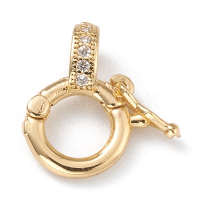 Brass Micro Pave Clear Cubic Zirconia Twister Clasps ZIRC-A014-07G-1