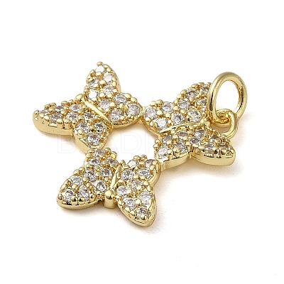 Brass Micro Pave Clear Cubic Zirconia Pendants KK-U005-01O-G-1