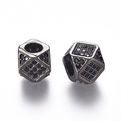 Brass Micro Pave Cubic Zirconia Beads ZIRC-L088-01A-B-1