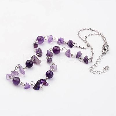 Gemstone Beaded Necklaces NJEW-JN01702-1