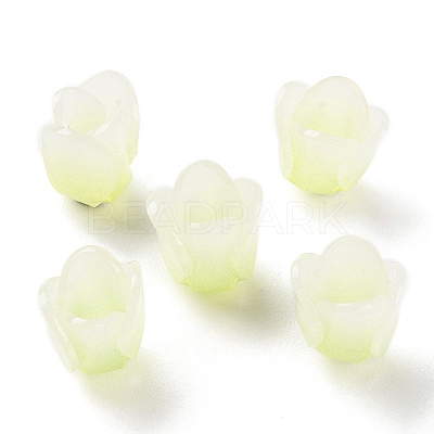 4-Petal Opaque Acrylic Bead Caps X-SACR-D007-08B-1
