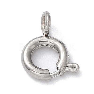 Non-Tarnish 304 Stainless Steel Smooth Surface Spring Ring Clasps STAS-E143-03E-P-1