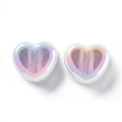 UV Plating Rainbow Iridescent Acrylic Beads OACR-H015-07H-1