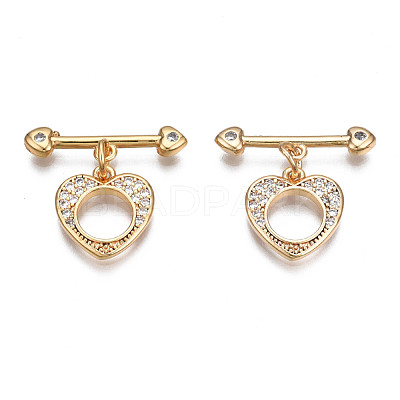 Brass Micro Pave Clear Cubic Zirconia Toggle Clasps KK-Q278-005-NF-1