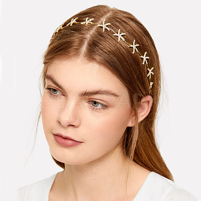 Starfish Alloy Crystal Rhinestone Hairband & Stud Earrings Sets FS-WGF7E24-01-1
