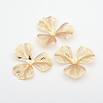 3-Petal Flower Rack Plating Iron Bead Caps LS-X-IFIN-D071-1