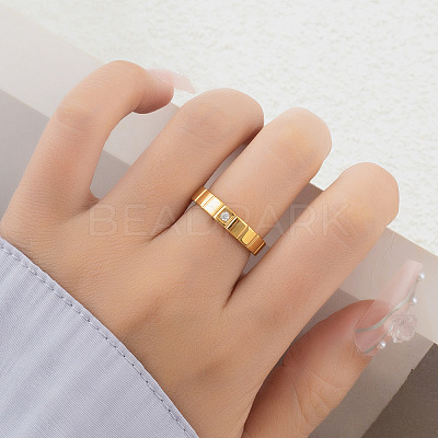 304 Stainless Steel & Cubic Zirconia Finger Rings FS-WG10832-05-1