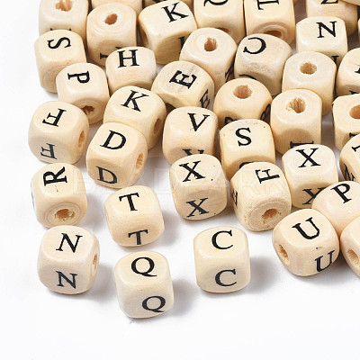 Natural Maple Wood Printed Beads X-WOOD-Q030-36-1