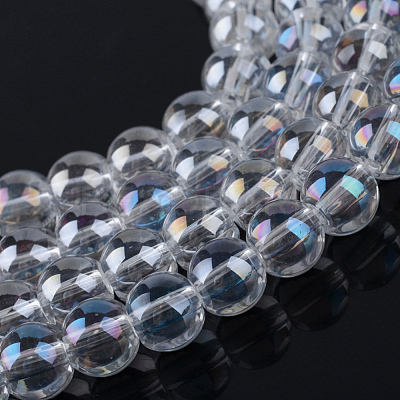 Electroplate Glass Beads Strands EGLA-Q062-8mm-A09-1