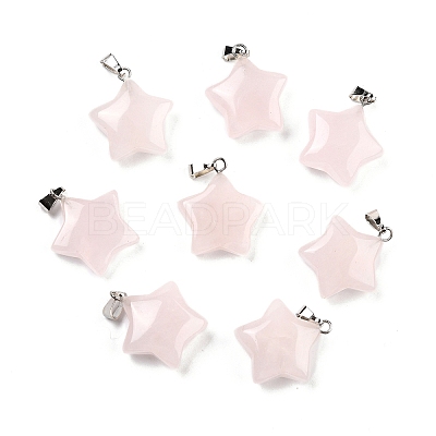 Natural Rose Quartz Pendants X-G-I319-01P-07-1