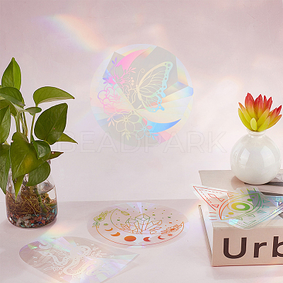 4Pcs 4 Styles PET Rainbow Window Clings Stickers DIY-GF0007-63-1