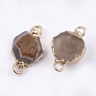 Electroplate Natural Agate Links connectors G-T112-05A-1