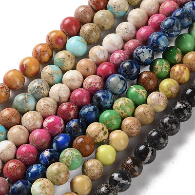 Dyed Natural Regalite/Imperial Jasper/Sea Sediment Jasper Beads Strands G-B124-C01-1
