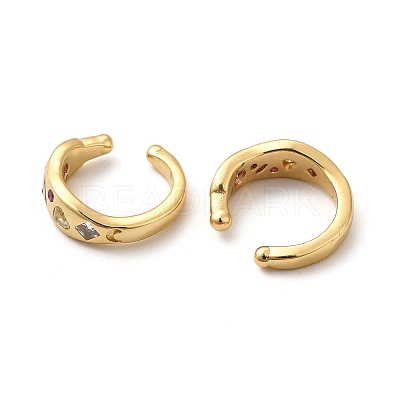 Rack Plating Brass Micro Pave Cubic Zirconia Cuff Earrings EJEW-P226-02G-1