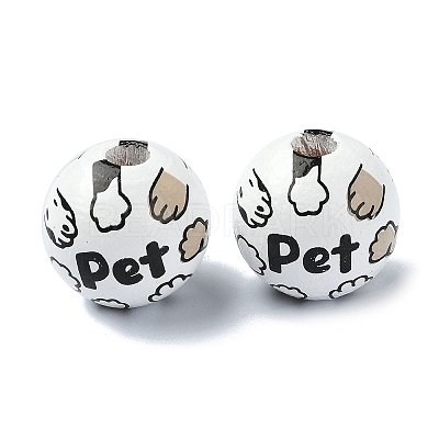 Pet Theme Wood Large Hole European Beads WOOD-D027-03B-1