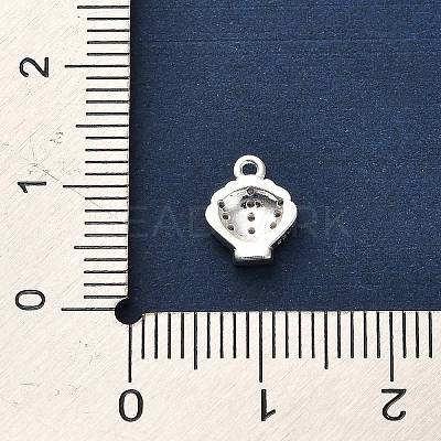 925 Sterling Silver Micro Pave Clear Cubic Zirconia Shell Shaped Charms STER-U009-09S-01-1