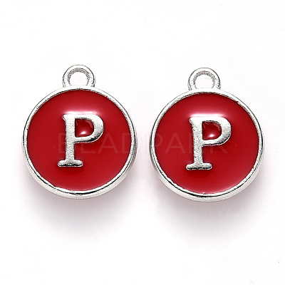 Platinum Plated Alloy Enamel Charms X-ENAM-S118-03P-P-1