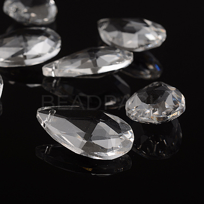 Faceted Teardrop Transparent Glass Pendants X-EGLA-R085-03-1