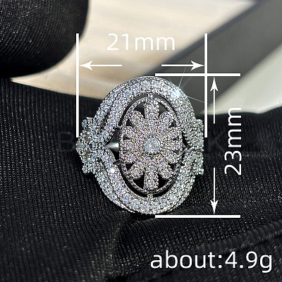 Brass Micro Pave Cubic Zirconia Finger Rings for Women FS-WGE2DD0-05-1