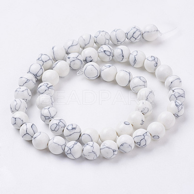 Synthetic Howlite Beads Strands G-E110-8mm-5-1