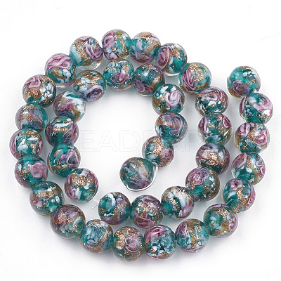 Handmade Gold Sand Lampwork Beads X-LAMP-T006-09D-1