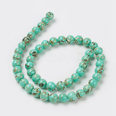 Sea Shell and Synthetic Turquoise Assembled Beads Strands G-G758-07-6mm-1