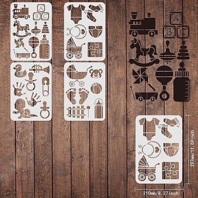 PET Hollow out Drawing Painting Stencils Sets for Kids Teen Boys Girls DIY-WH0172-443-1