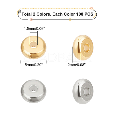 200Pcs 2 Colors 304 Stainless Steel Spacer Beads STAS-DC0005-66-1