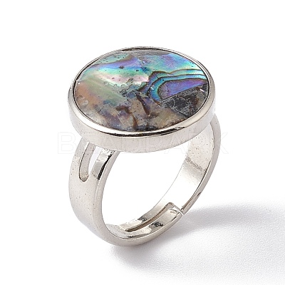 Natural Paua Shell Adjustable Rings RJEW-G260-01P-02-1