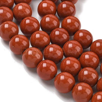 Grade A Natural Red Jasper Bead Strands G-P075-36-8mm-1