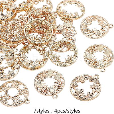 Ocean & Plant Series Zinc Alloy Open Back Bezel Pendants PALLOY-OC0001-92G-1