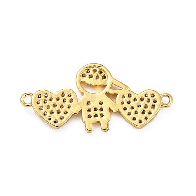 Brass Micro Pave Clear Cubic Zirconia Links Connectors ZIRC-A021-65G-1