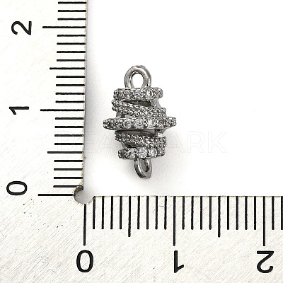 Brass Micro Pave Clear Cubic Zirconia Hollow Oval Connector Charms KK-A230-05C-P-1