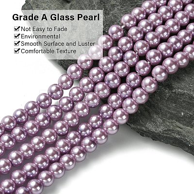Eco-Friendly Dyed Glass Pearl Beads Strands HY-A008-6mm-RB056-1