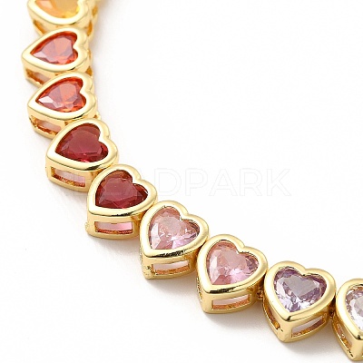 Colorful Cubic Zirconia Heart Pendant Necklace NJEW-E074-03G-1