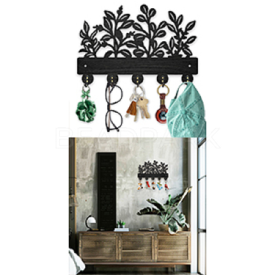 Wood & Iron Wall Mounted Hangers HJEW-WH0055-229-1