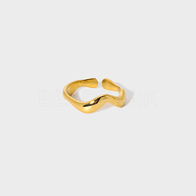 Elegant 304 Stainless Steel Wave Open Cuff Rings LS-TE5640-2-1