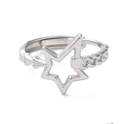 Non-Tarnish 304 Stainless Steel Hollow Star Adjustable Rings RJEW-D006-23P-1